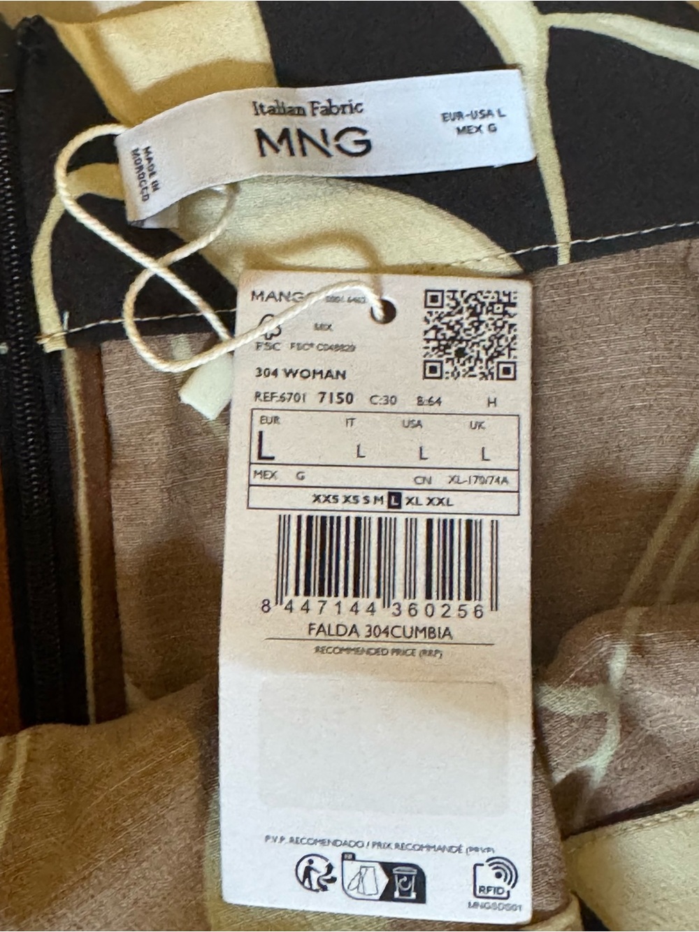 MNG Mango Printed Wrap Midi Skirt Size Large NWT - Picture 4 of 7